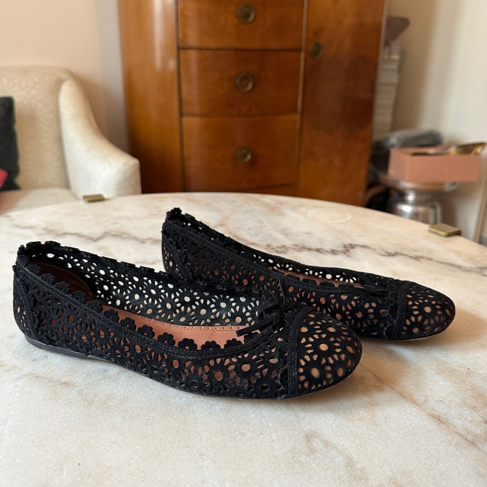 Alaia Black Lace Flats